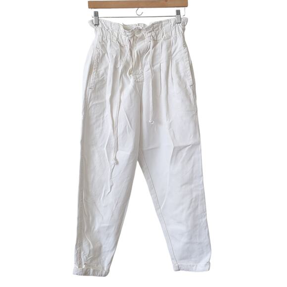 Free People Margate Pleated Trousers XS White Baggy Button Fly High Rise Tapered - Picture 1 of 6